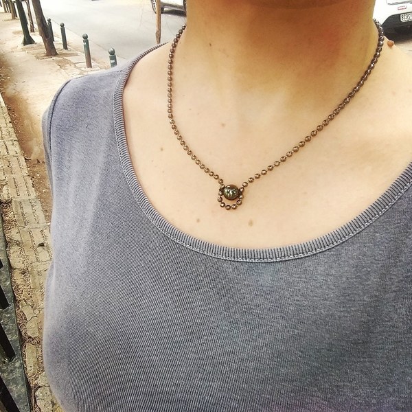 Minimal chic drop necklace - ημιπολύτιμες πέτρες, κοντά, μπρούντζος - 2