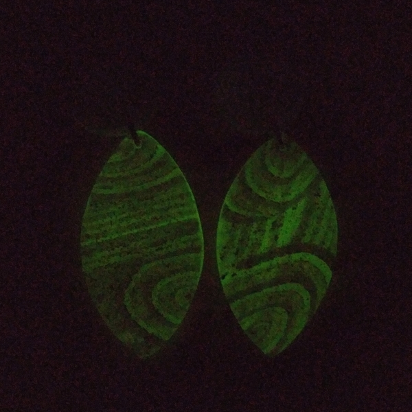 Glow in the dark earrings - γυαλί, πηλός, κρεμαστά - 2