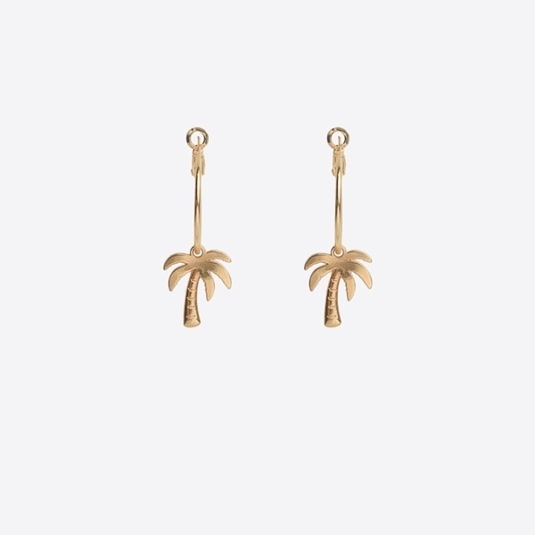 Under The Palm Trees earrings - επιχρυσωμένα, κρεμαστά, κρεμαστά, faux bijoux, με κλιπ