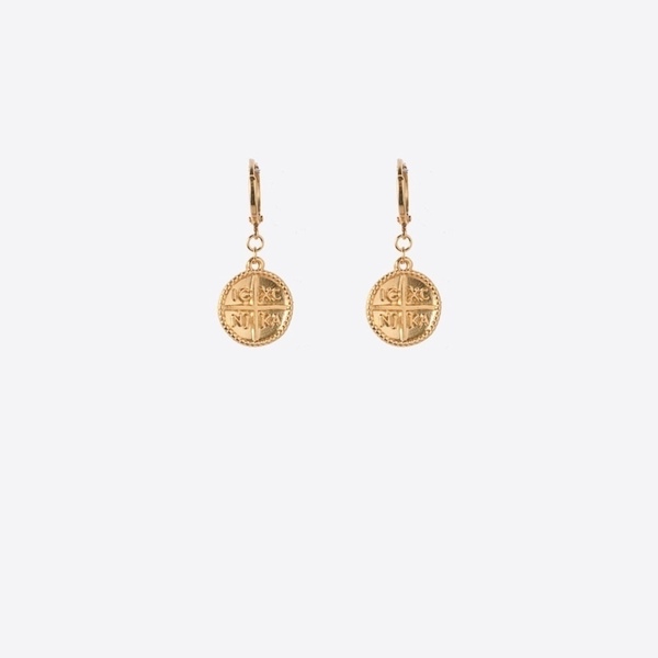 Goldie Christian Coin earrings - φλουρί, κρίκοι, μικρά, faux bijoux, φθηνά