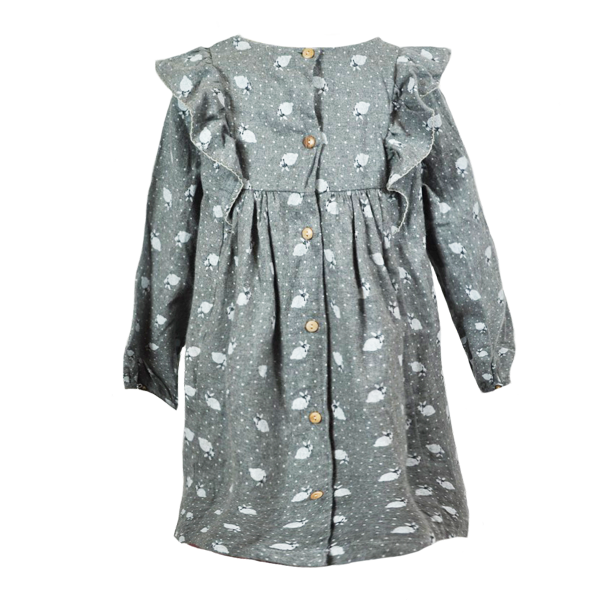 Φόρεμα παιδικό γκρι με λαγουδάκια - παιδικά ρούχα - 2