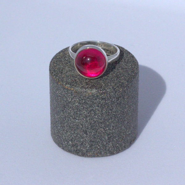 Ασημένιο δαχτυλίδι με κόκκινο συνθετικό ρουμπίνι - ασήμι, ημιπολύτιμες πέτρες, ημιπολύτιμες πέτρες, σταθερά - 2