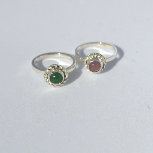 Ασημένιο δαχτυλίδι με πέτρα ροζ - ασήμι, ημιπολύτιμες πέτρες, boho, σταθερά - 2