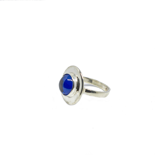 Ασημένιο δαχτυλίδι με ημιπολύτιμο λίθο μπλε συνθετικό spinel - ασήμι, ημιπολύτιμες πέτρες, boho, boho, σταθερά - 2