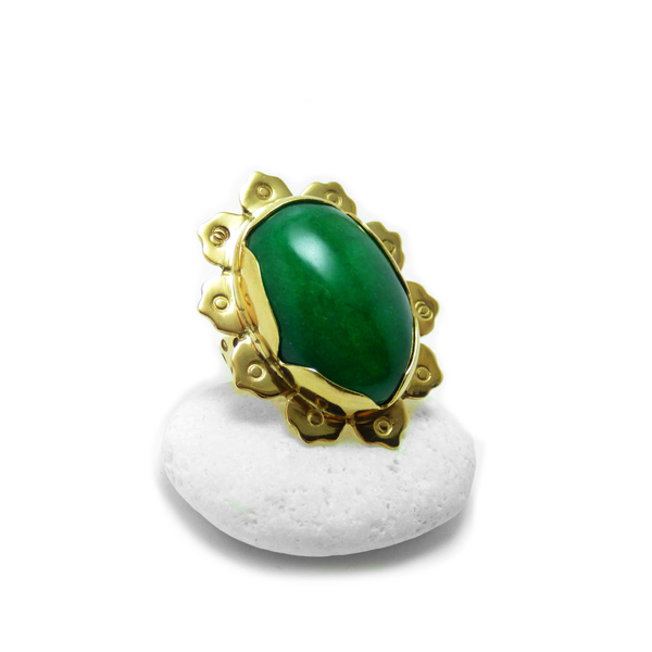 " Magic Jade " - Χειροποίητο επίχρυσο δαχτυλίδι με πράσινο Ιαδεΐτη! - ημιπολύτιμες πέτρες, επιχρυσωμένα, boho, boho, boho, αυξομειούμενα, φθηνά