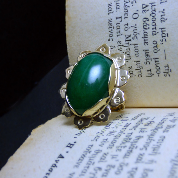 " Magic Jade " - Χειροποίητο επίχρυσο δαχτυλίδι με πράσινο Ιαδεΐτη! - ημιπολύτιμες πέτρες, επιχρυσωμένα, boho, boho, boho, αυξομειούμενα, φθηνά - 4