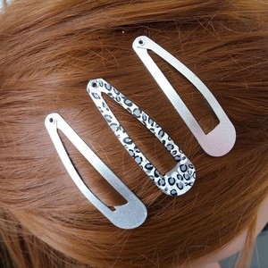 Σετ ασημί κλιπ για τα μαλλιά - animal print, Black Friday, hair clips - 3