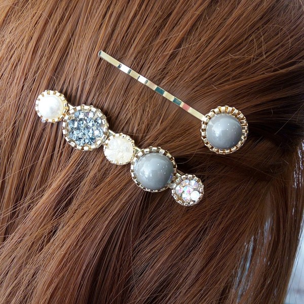 Σετ 2 τσιμπιδάκια για τα μαλλιά 1 - με πέρλες, μοδάτο, trend, hair clips - 5