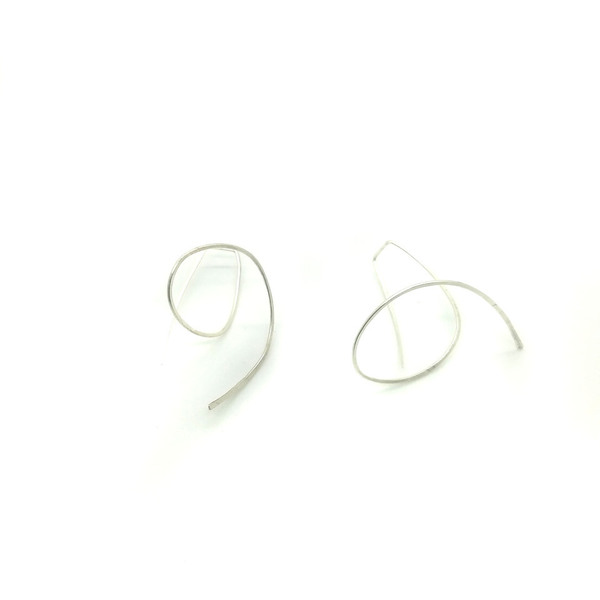 Σκουλαρίκια από Ασήμι ανακυκλωμένο | Abstract Earrings eco Silver wire - ασήμι, μακριά, minimal, boho, κρεμαστά - 3
