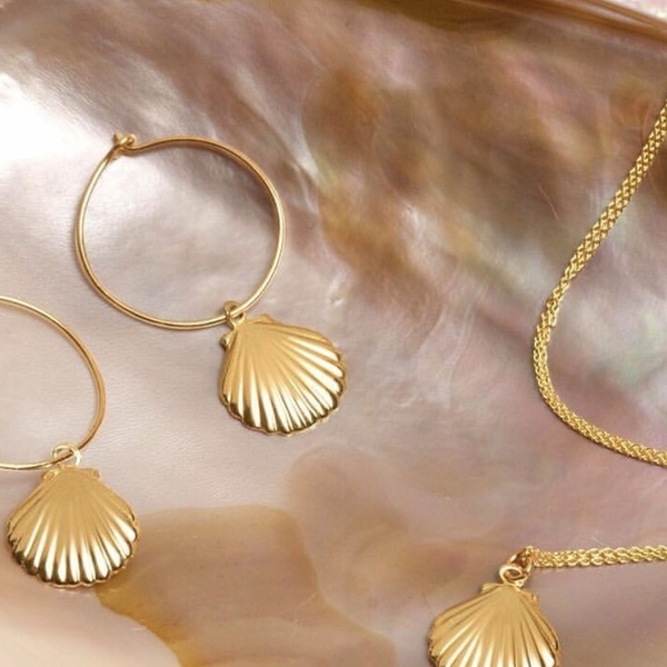 Goldie Shell Hoops - κοχύλι, κρίκοι, μικρά - 3