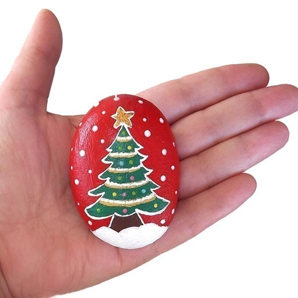 Χριστουγεννιάτικη διακοσμητική πέτρα Έλατο 7x5x2,5 εκ. - δώρο, διακόσμηση, χριστουγεννιάτικο δέντρο, διακοσμητικά, χριστουγεννιάτικα δώρα, δέντρο - 3