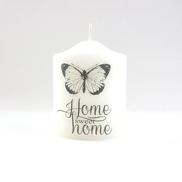 Διακοσμητικό Λευκό Κερί με Πεταλούδα - Home Sweet Home - πεταλούδα, κερί, διακοσμητικά