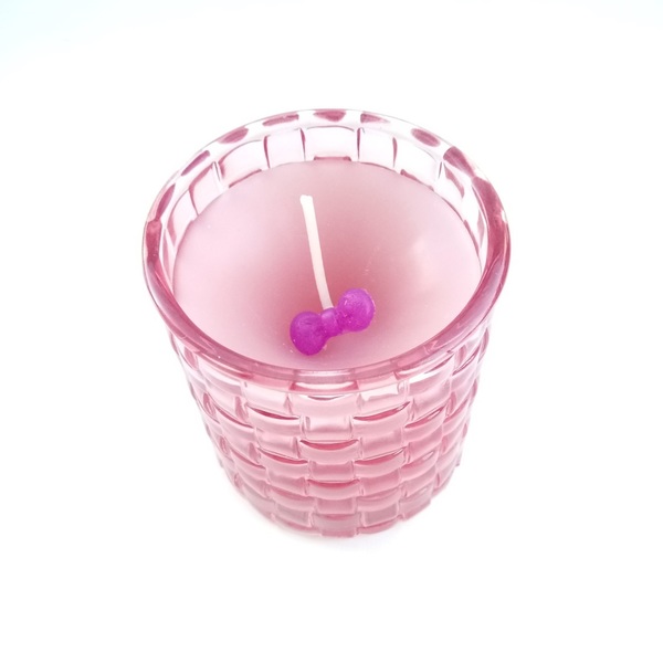 Αρωματικό Κερί σε Γυάλινο Vintage Ποτήρι Γυαλί 7,4 εκ και 7εκ Υ Βανίλια Ροζ - φιόγκος, γυαλί, διακόσμηση, decor, cute, κερί, αρωματικά κεριά, πρωτότυπα δώρα, μινιατούρες φιγούρες - 2