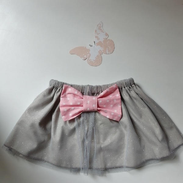 Τουλινη Φούστα με Glitter Γκρι Νέα - φιόγκος, κορίτσι, 0-3 μηνών, παιδικά ρούχα, 1-2 ετών