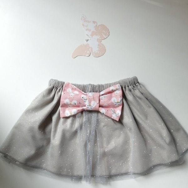 Τουλινη Φούστα με Glitter Γκρι Νέα - φιόγκος, κορίτσι, 0-3 μηνών, παιδικά ρούχα, 1-2 ετών - 2