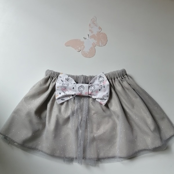 Τουλινη Φούστα με Glitter Γκρι Νέα - φιόγκος, κορίτσι, 0-3 μηνών, παιδικά ρούχα, 1-2 ετών - 4