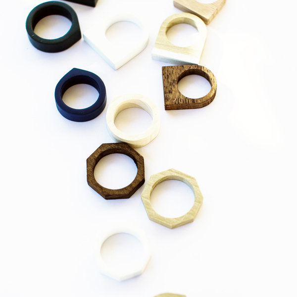 Μίνιμαλ χειροποίητο ξύλινο δαχτυλίδι Octagon ring - ξύλο, γεωμετρικά σχέδια, χειροποίητα, μικρά, ξύλινα κοσμήματα, Black Friday, φθηνά, φθηνά - 2