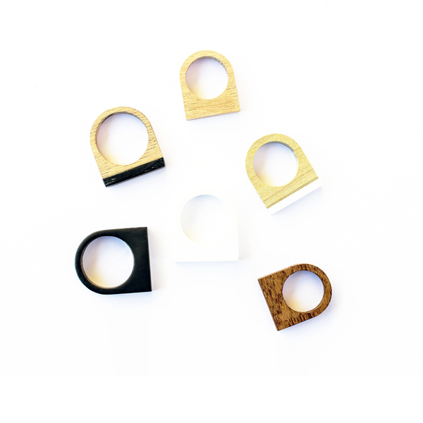 Μίνιμαλ χειροποίητο ξύλινο δαχτυλίδι Rectangle ring - ξύλο, γεωμετρικά σχέδια, χειροποίητα, μικρά, Black Friday, φθηνά - 2