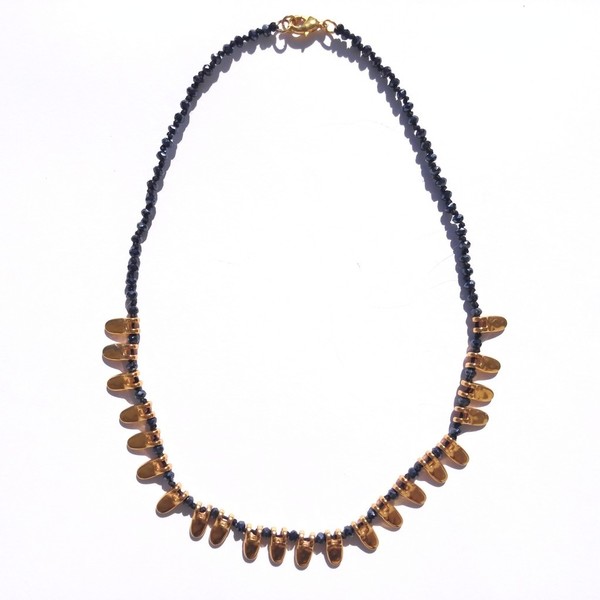 Queen necklace - επιχρυσωμένα, επάργυρα, χάντρες, κοντά, μπρούντζος - 2