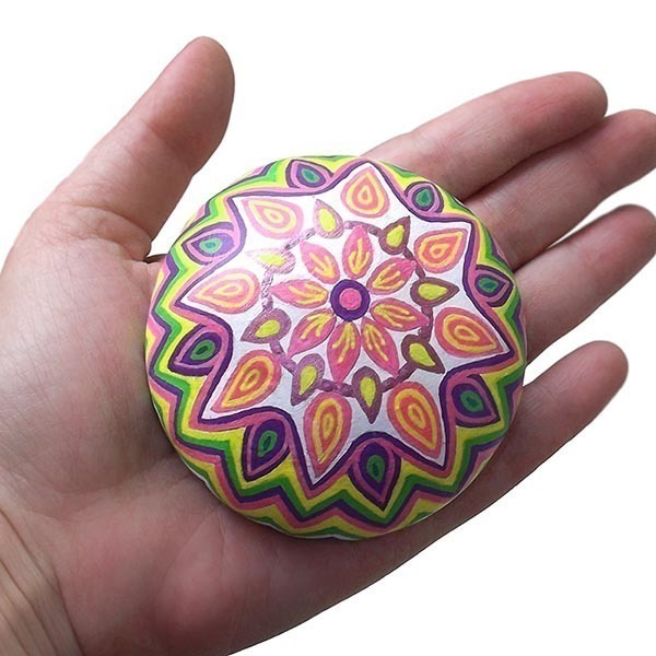 Mandala λουλούδι, ζωγραφισμένο σε πηλό - δώρο, διακόσμηση, πηλός, διακοσμητικές πέτρες - 4