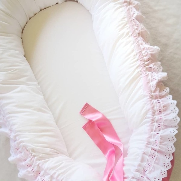 Φωλιά μωρού (baby nest) - δαντέλα, κορίτσι, βρεφικά, μαξιλάρια