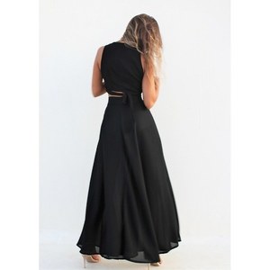 Μαύρη maxi φούστα με κουμπιά - 5