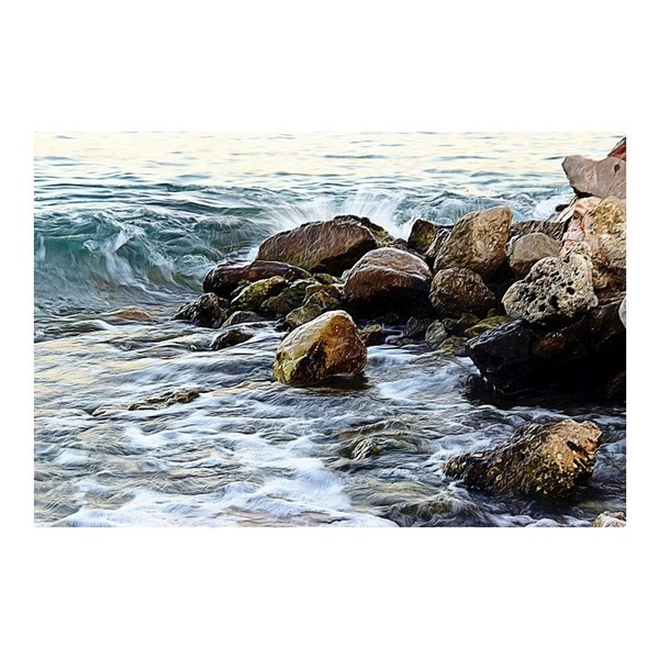 Κάδρο. Βράχια και κύματα σε μια φωτογραφία θαλασσινή. - πίνακες & κάδρα, επιτοίχιο, καλλιτεχνική φωτογραφία
