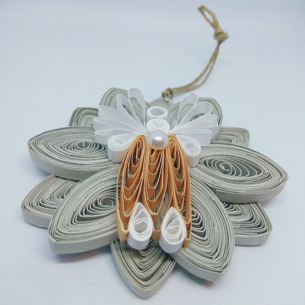 Στολίδια με την τεχνική Quilling. 2 τεμ σετ, θέμα Χριστούγεννα. - αστέρι, στολίδια - 4