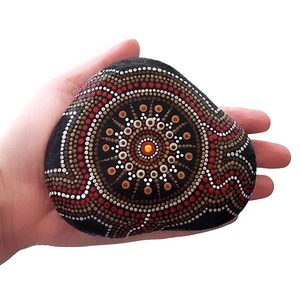 Mandala, ζωγραφισμένο σε μεγάλη φυσική πέτρα θαλάσσης - ζωγραφισμένα στο χέρι, πέτρα, mandala, διακοσμητικές πέτρες - 4