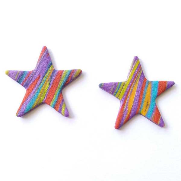 purple metallics stars - αστέρι, πηλός, καρφωτά, faux bijoux