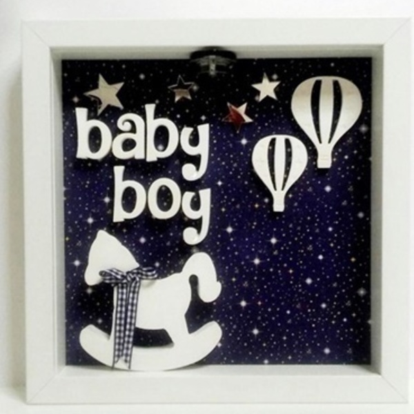 Καδράκι Φωτιστικό Baby Boy - πίνακες & κάδρα, δώρο, αγορίστικο, παιδικά φωτιστικά, παιδικά κάδρα