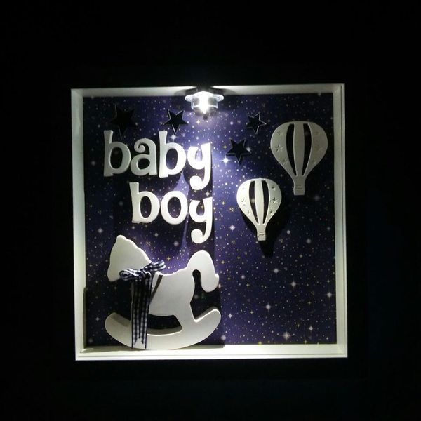 Καδράκι Φωτιστικό Baby Boy - πίνακες & κάδρα, δώρο, αγορίστικο, παιδικά φωτιστικά, παιδικά κάδρα - 3