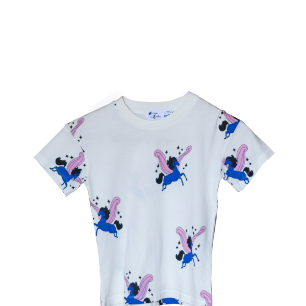All Over Pegasus Blue T-Shirt - βαμβάκι, κορίτσι, Black Friday, παιδικά ρούχα