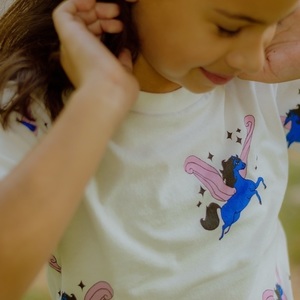All Over Pegasus Blue T-Shirt - βαμβάκι, κορίτσι, Black Friday, παιδικά ρούχα - 4