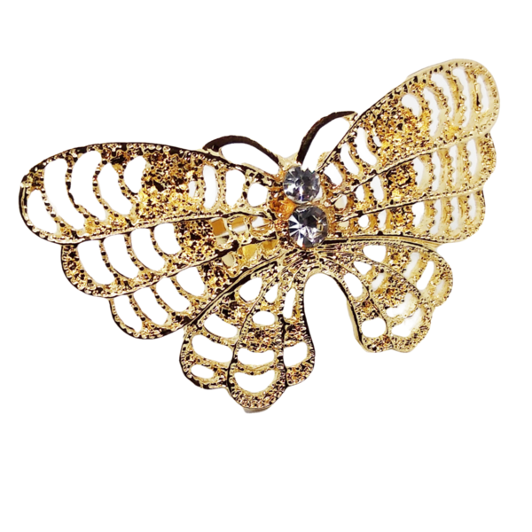 Γυναικείο δαχτυλίδι πεταλούδα από ατσάλι χρυσό - ατσάλι, μεγάλα, αυξομειούμενα