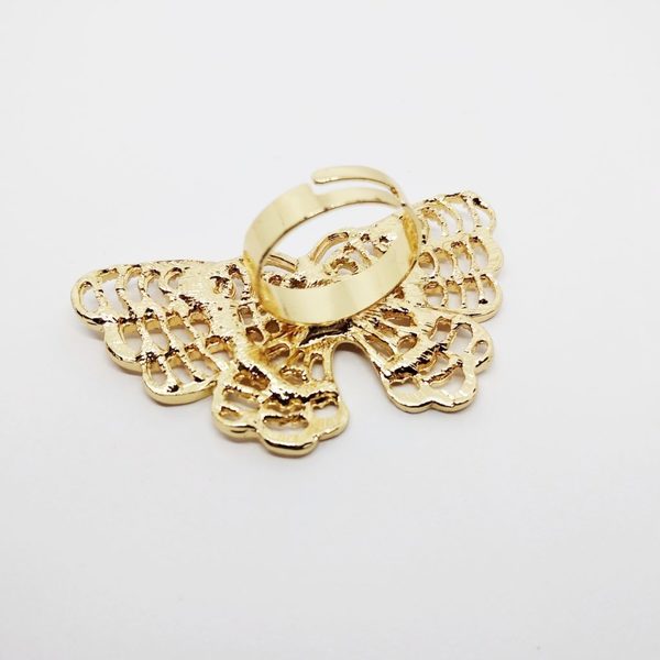 Γυναικείο δαχτυλίδι πεταλούδα από ατσάλι χρυσό - ατσάλι, μεγάλα, αυξομειούμενα - 4