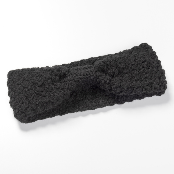 Μαύρη πλεκτή χειροποίητη κορδέλα με δέσιμο μπροστά - τουρμπάνι, headbands - 5
