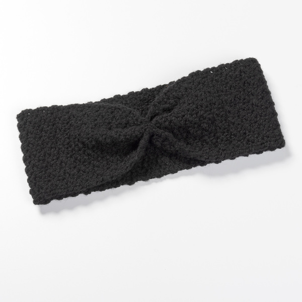 Μαύρη πλεκτή χειροποίητη κορδέλα με σούρα - τουρμπάνι, headbands - 4