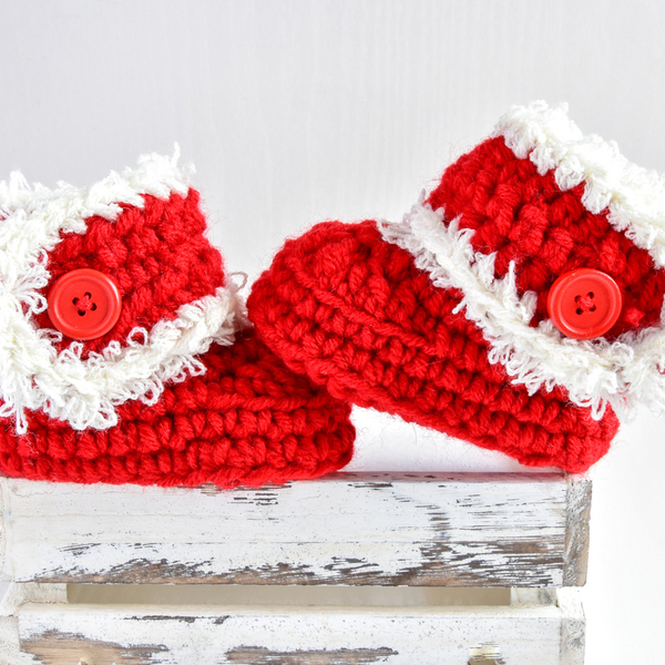 Χριστουγεννιάτικα κόκκινα πλεκτά μποτάκια για μωρά, 0-6 μηνών - χειροποίητα, χριστουγεννιάτικα δώρα, πρώτα Χριστούγεννα, αγκαλιάς