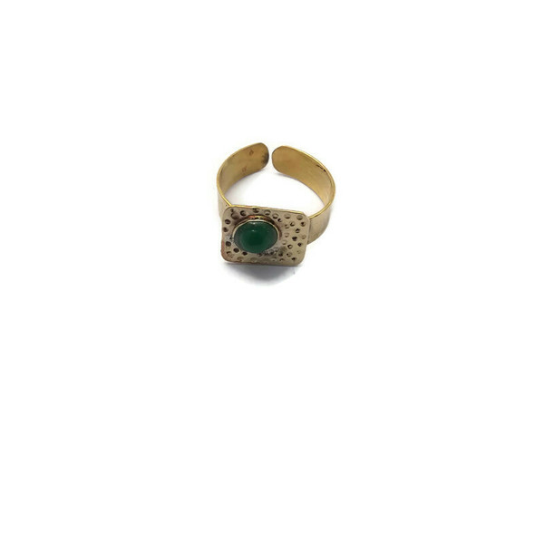 Δαχτυλίδι με πράσινο αχάτη - ημιπολύτιμες πέτρες, αχάτης, ορείχαλκος, boho, boho, boho, αυξομειούμενα, φθηνά - 2