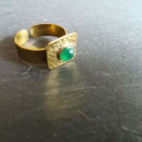 Δαχτυλίδι με πράσινο αχάτη - ημιπολύτιμες πέτρες, αχάτης, ορείχαλκος, boho, boho, boho, αυξομειούμενα, φθηνά - 4