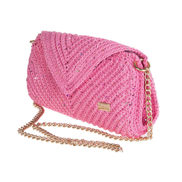 Πλέκτη τσάντα ροζ - χιαστί, μικρές - 2