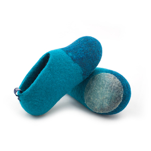 Παιδικά παπούτσια για το σπίτι από μαλλί 100% σε μπλε αποχρώσεις - μαλλί - 2