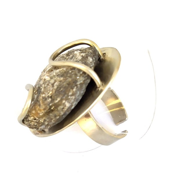 Δαχτυλίδι χειροποίητο με Λαρβικιτη ακατεργαστο - boho, μεγάλα - 2