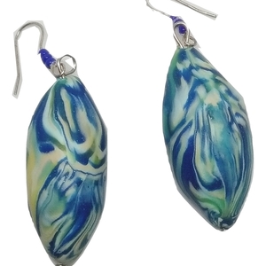 Σκουλαρίκια blue ocean drops - πηλός, boho, κρεμαστά, polymer clay