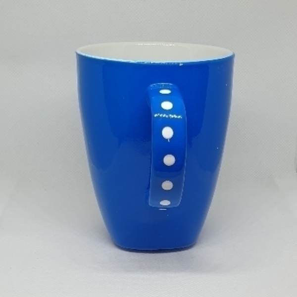μπλε κούπα καφέ με λευκά σχέδια mandala - κούπες & φλυτζάνια - 2