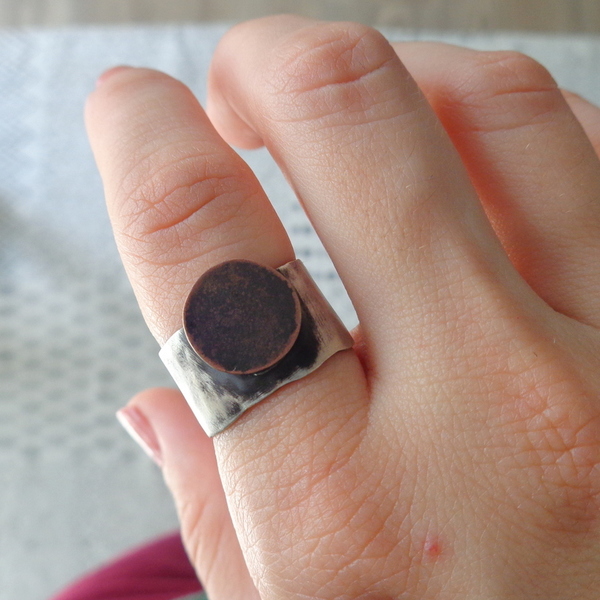 Δαχτυλίδι artistic κύκλος - ασήμι, ορείχαλκος, μεγάλα, αυξομειούμενα, φθηνά - 2