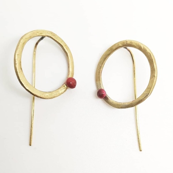 Circle earrings - ασήμι, ορείχαλκος, καρφωτά