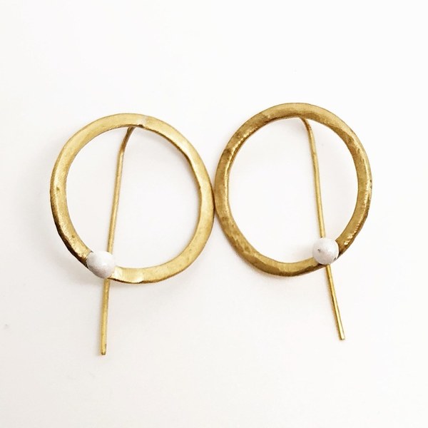 Circle earrings - ασήμι, ορείχαλκος, καρφωτά - 3