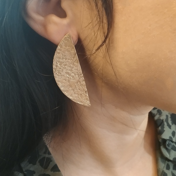 Geometric earrings - ασήμι, ορείχαλκος, καρφωτά - 2